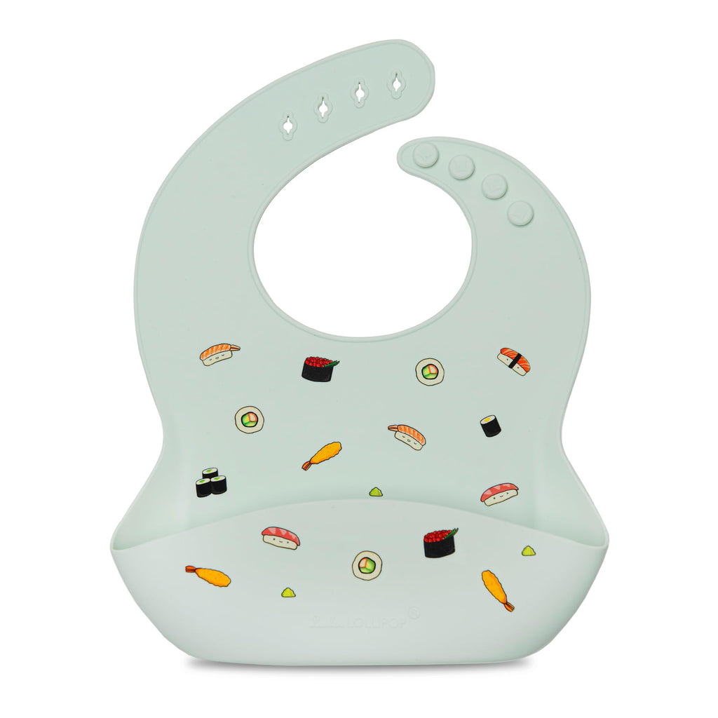 Loulou Lollipop Waterproof Silicone Feeding Bib for Babies & Toddlers, Catch-All Pouch, Easy Clean, 3–36 Months – Sushi