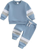 Kuriozud Toddler Baby Boy Fall Winter Clothes Long Sleeve Crewneck Pullover Sweatshirt Jogger Pants Set 2 Piece Outfit