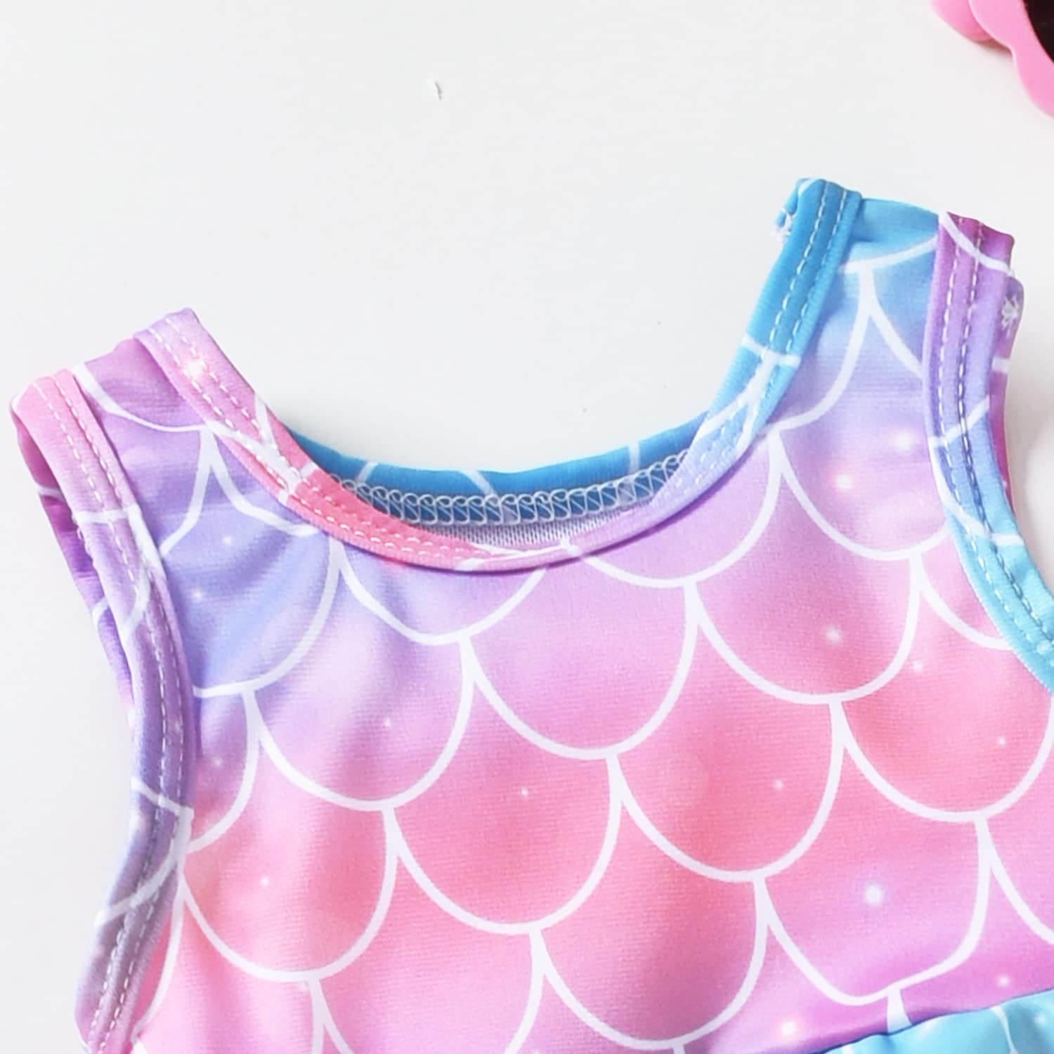 Toddler Little Girls Swimsuit Two Piece Mermaid Ruffle Bathing Suit Bikini Tops Bottoms Swimming Suit Swimwear Beach Wear 4T - 5T