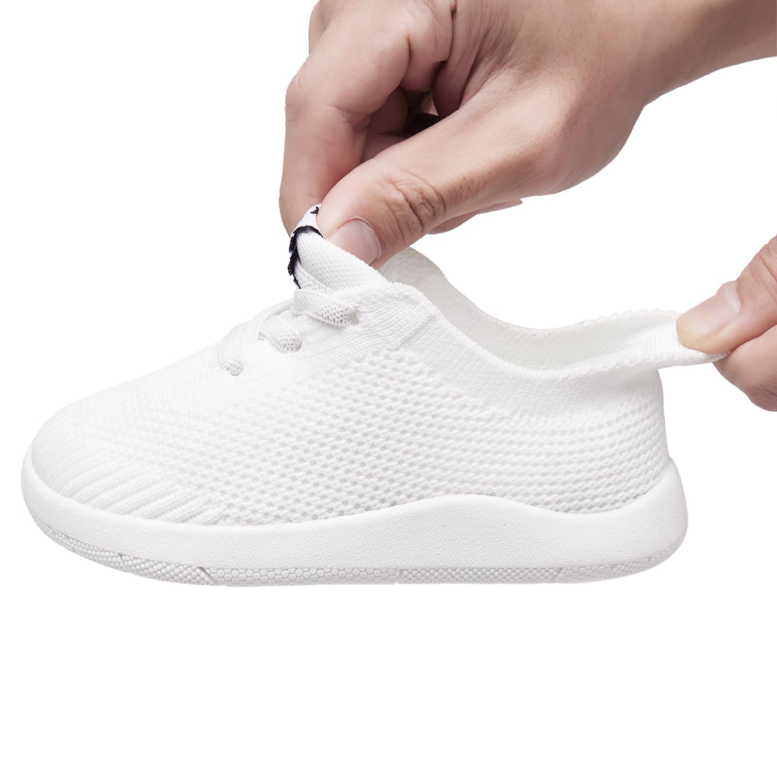 MORENDL Toddler Wide Toe Box Barefoot Shoes Baby First Walking Shoes Boys Girls Non-Slip Zero Drop Minimalist Sneakers White 12-15 Months