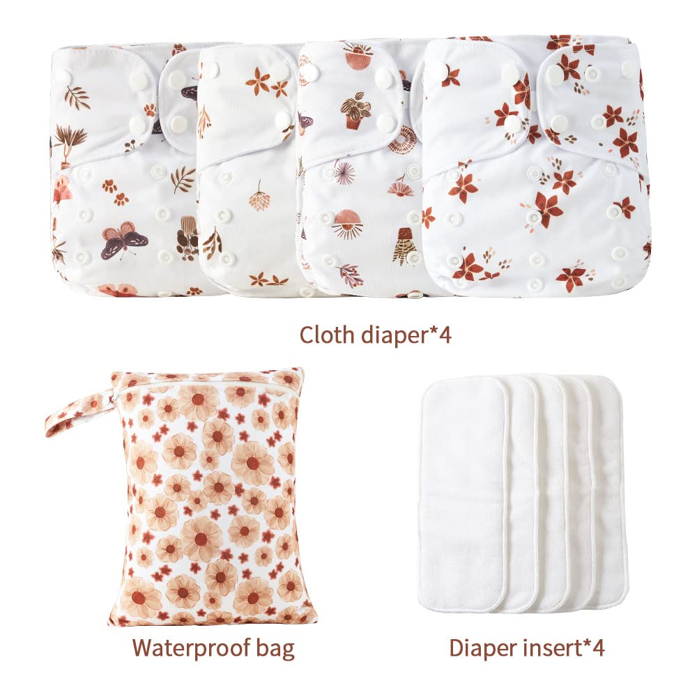 HappyFlute 9 Sets Newborn Baby Cloth Pocket Diapers Adjustable Reusable