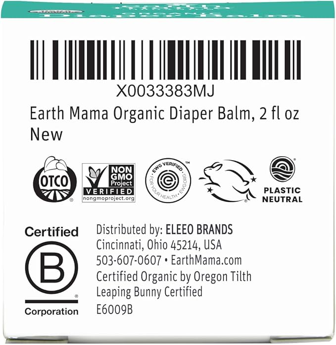 Earth Mama Organic Diaper Balm 2-Ounce | Diaper Cream for Baby | EWG Verified, Petroleum & Artificial Fragrance-Free with Calendula for Sensitive Skin (6-Pack)