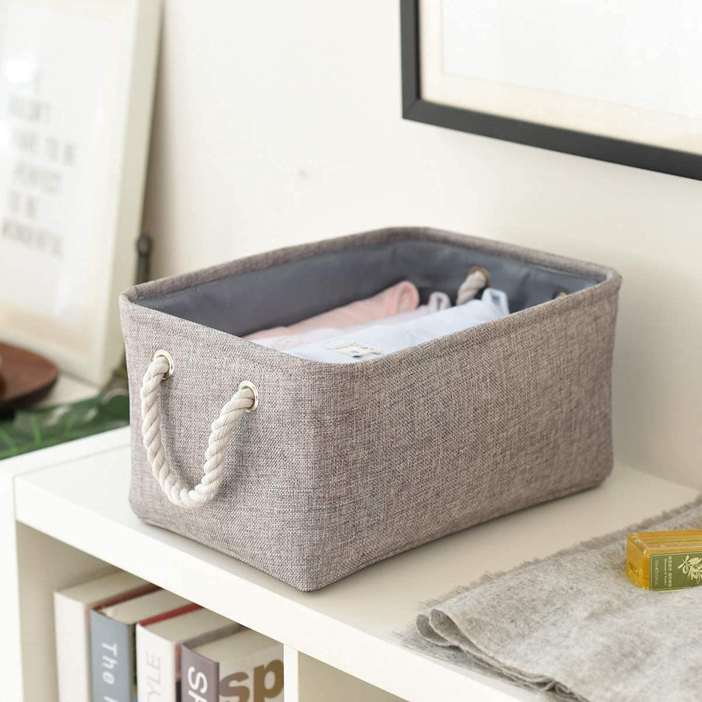 Sacyic Storage Basket Fabric Sturdy Canvas Storage Bins Organizer with Handles for Clothes and Storage Foldable Storage Boxes Cubes