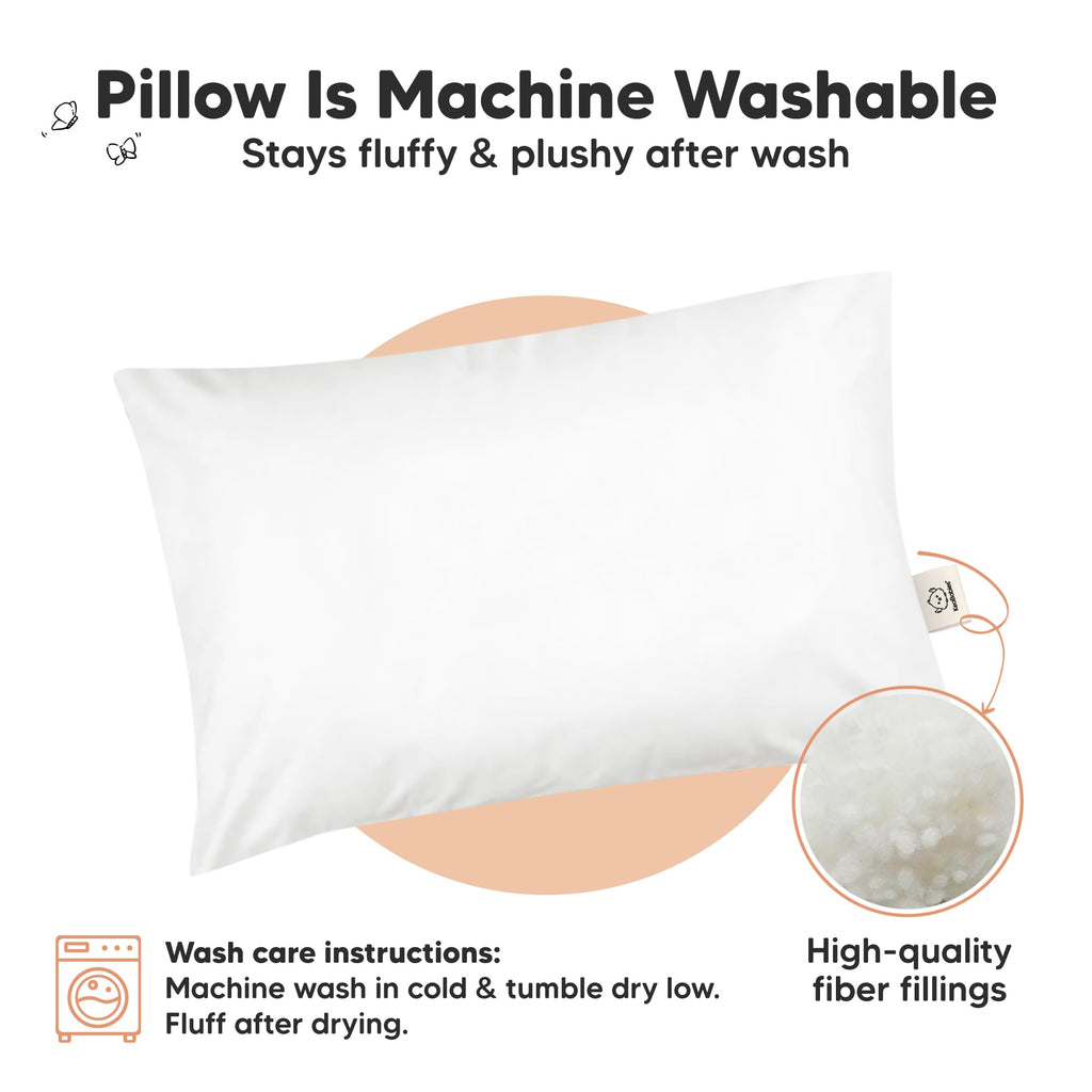 KeaBabies 1pk Toddler Pillows 2 Year Old to 5,13x18 Kids Pillow(Soft White)