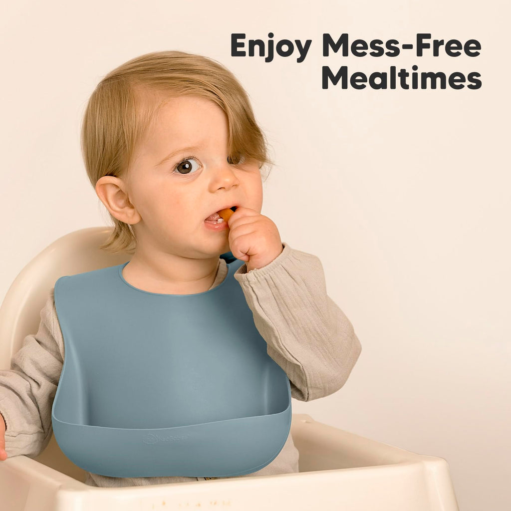 KeaBabies 2-Pack Silicone Bibs for Babies, Toddlers Girl, Boy (Alps)