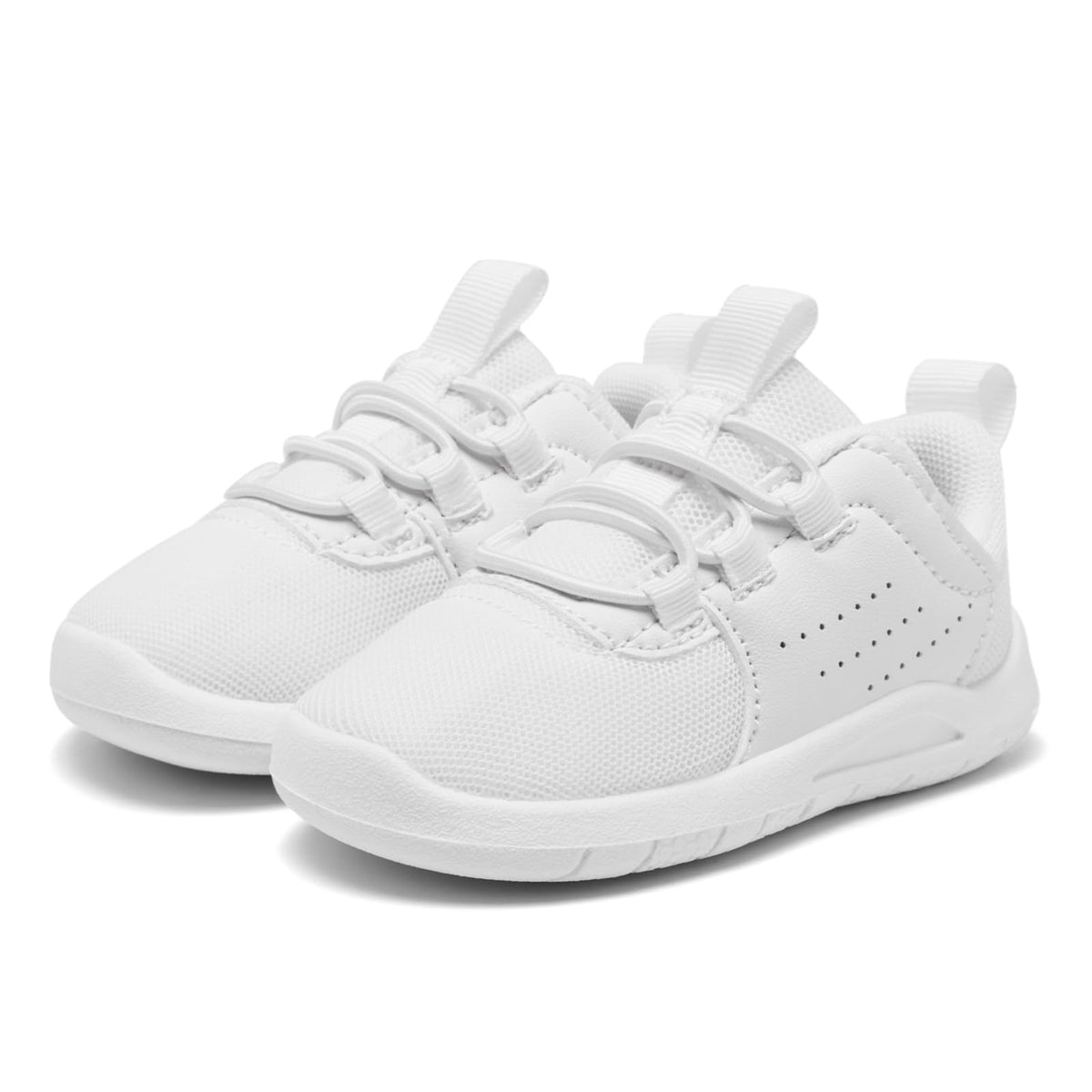 MORENDL Toddler Sneakers - Boys & Girls Breathable Non-Slip Slip On Walking Shoes - Running & Tennis Shoes - White & Black - Size 6.5 (18-24 Months)