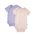 KYTE BABY Unisex Bodysuits, 2-Pack Short Sleeve Baby Bodysuits, 97% Rayon made from Bamboo, 3% Spandex (0-3 Months, Blush + Taro)