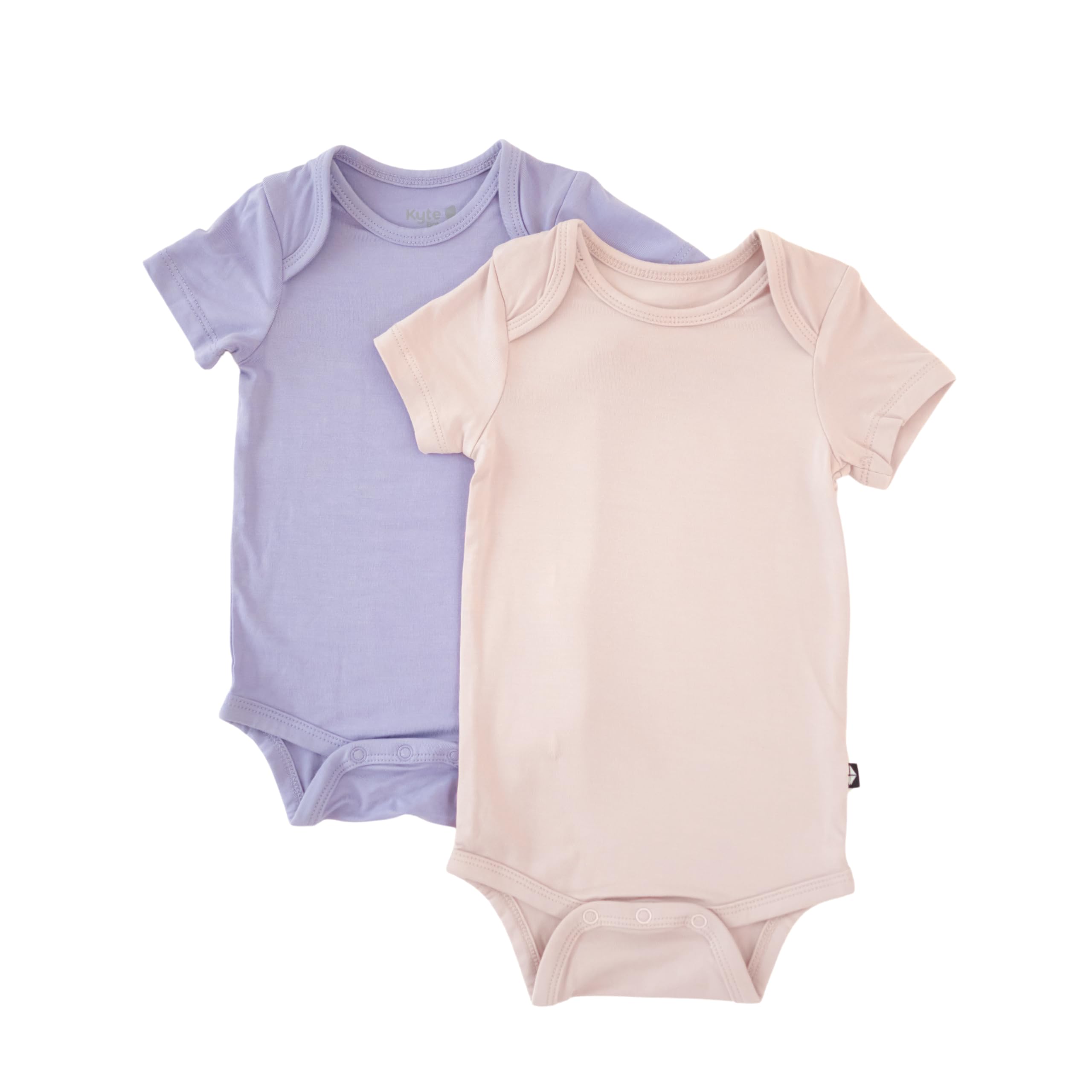 KYTE BABY Unisex Bodysuits, 2-Pack Short Sleeve Baby Bodysuits, 97% Rayon made from Bamboo, 3% Spandex (0-3 Months, Blush + Taro)