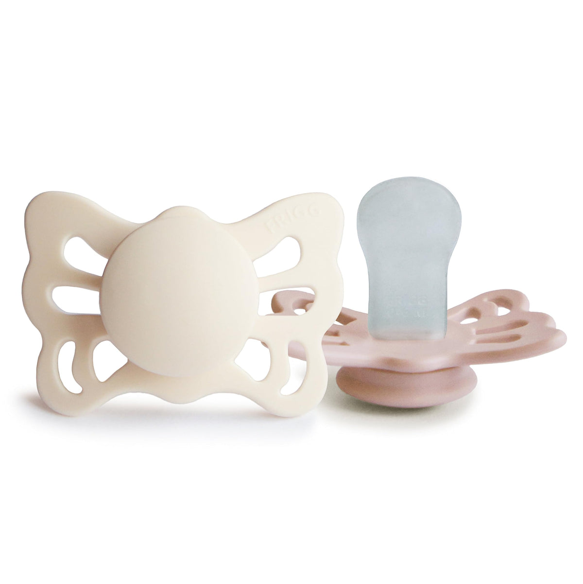 FRIGG Butterfly Anatomical SilkySoft Silicone Baby Pacifier | Made in Denmark | BPA-Free (Cedar/Baby Pink, 0-6 Months)