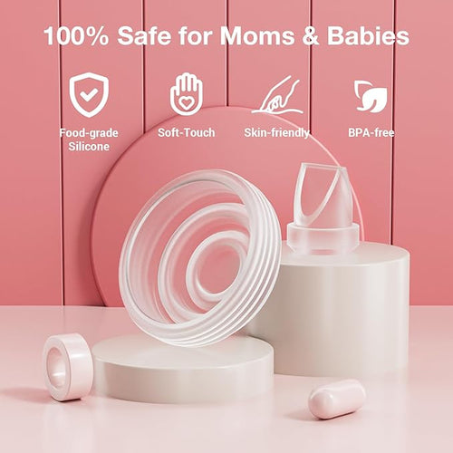 4Pack Silicone Duckbill Valve & 2Pack Silicone Diaphragm Compatible with Momcozy M5 Wearable Breastpump, Electric Breast Pump Replacement Parts for M5, Breastfeeding Essential Accessories