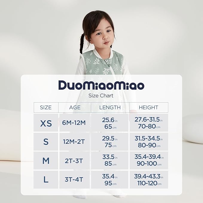 Duomiaomiao 2.5 TOG Toddler Sleep Sack 6-12 Months 100% Cotton Winter Side Open Zipper Baby Sleep Sack with Feet, Warm Toddler Wearable Blanket