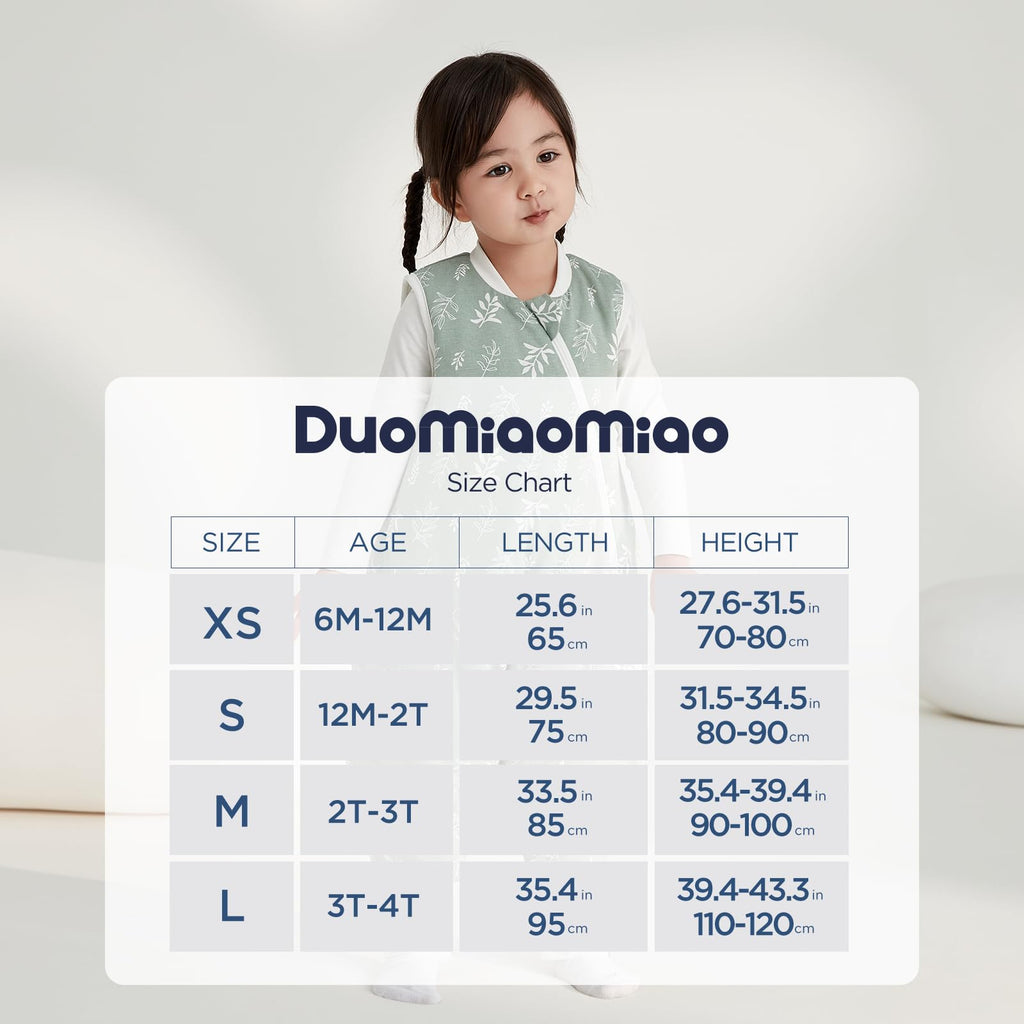 Duomiaomiao 0.5 TOG Toddler Sleep Bag 6-12 Months 100% Cotton Lightweight Baby Sleep Sack with Feet, Breathable Comfy Toddler Wearable Blanket