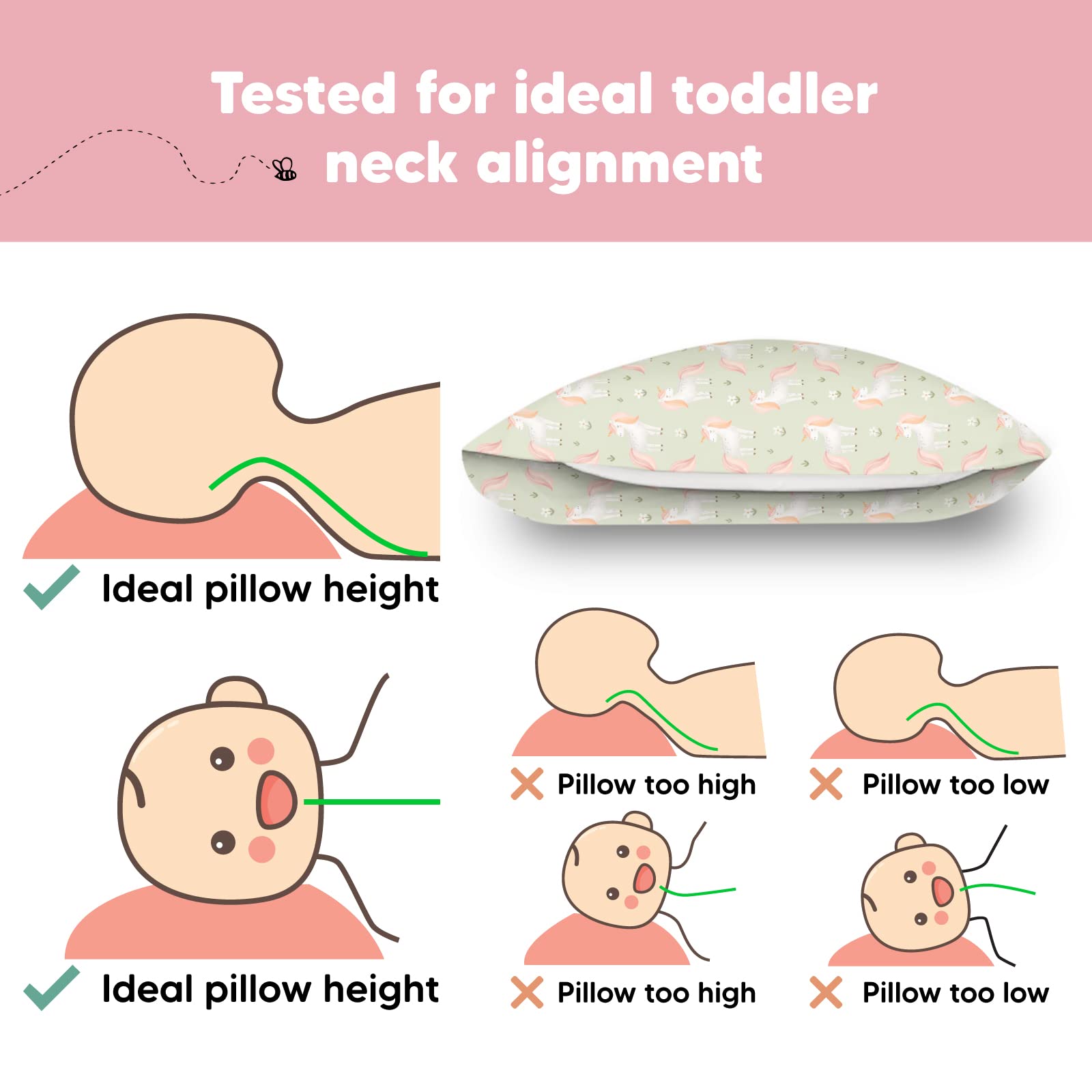Toddler Pillow with Pillowcase, 13x18 My Little Dreamy Pillow (Grace)