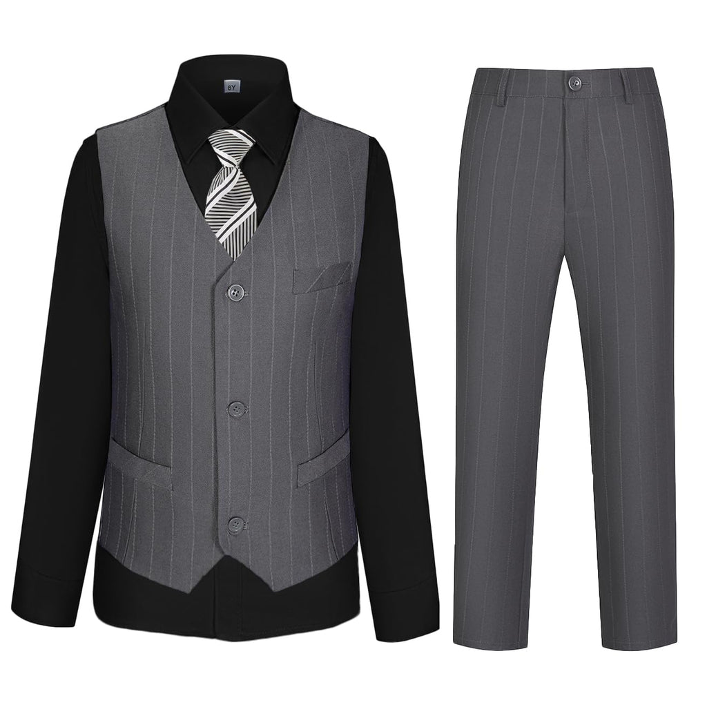 Boys Suit Set for Kids Formal Tuxedo Suits for Wedding, Grey, 4T