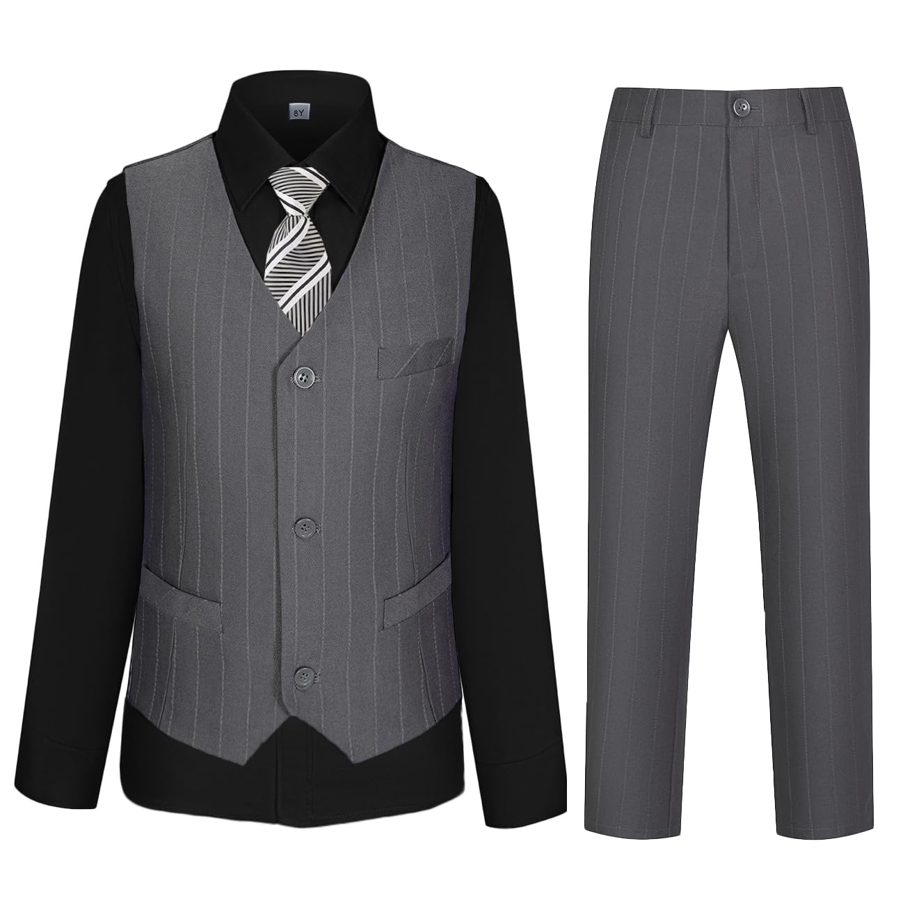 Boys Suit Set for Kids Formal Tuxedo Suits for Wedding, Grey, 4T