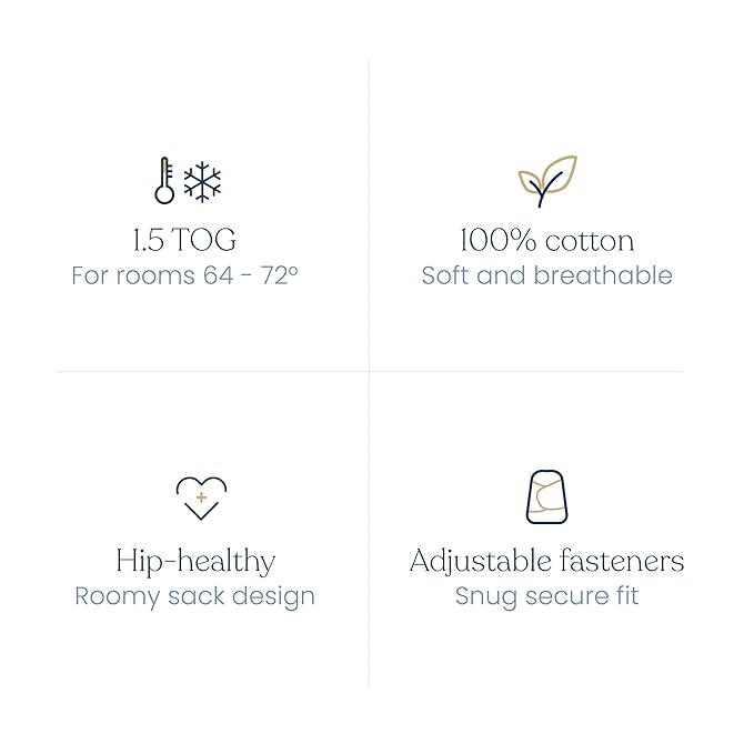 HALO 100% Cotton Sleepsack Swaddle, 3-Way Adjustable Wearable Blanket, TOG 1.5, Campsite, Newborn, 0-3 Months
