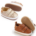 eitwo 2Pairs Baby Shoes,Boys Girls Non-Slip Rubber Sole Sneakers,Unisex Infant Soft Lightweight First Walking Crib Shoes (2Pairs_Brown+Gold,3-6 Months)
