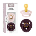 BIBS Colour Pacifier, 6-18 Months, 2-Pack, Round Nipple, Petal/Plum