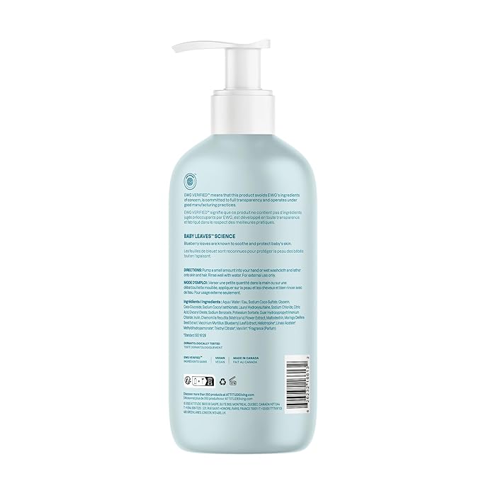ATTITUDE 2-in-1 Shampoo and Body Wash for Baby, EWG Verified, Dermatologically Tested, Vegan, Good Night, 16 Fl Oz (Pack of 3)