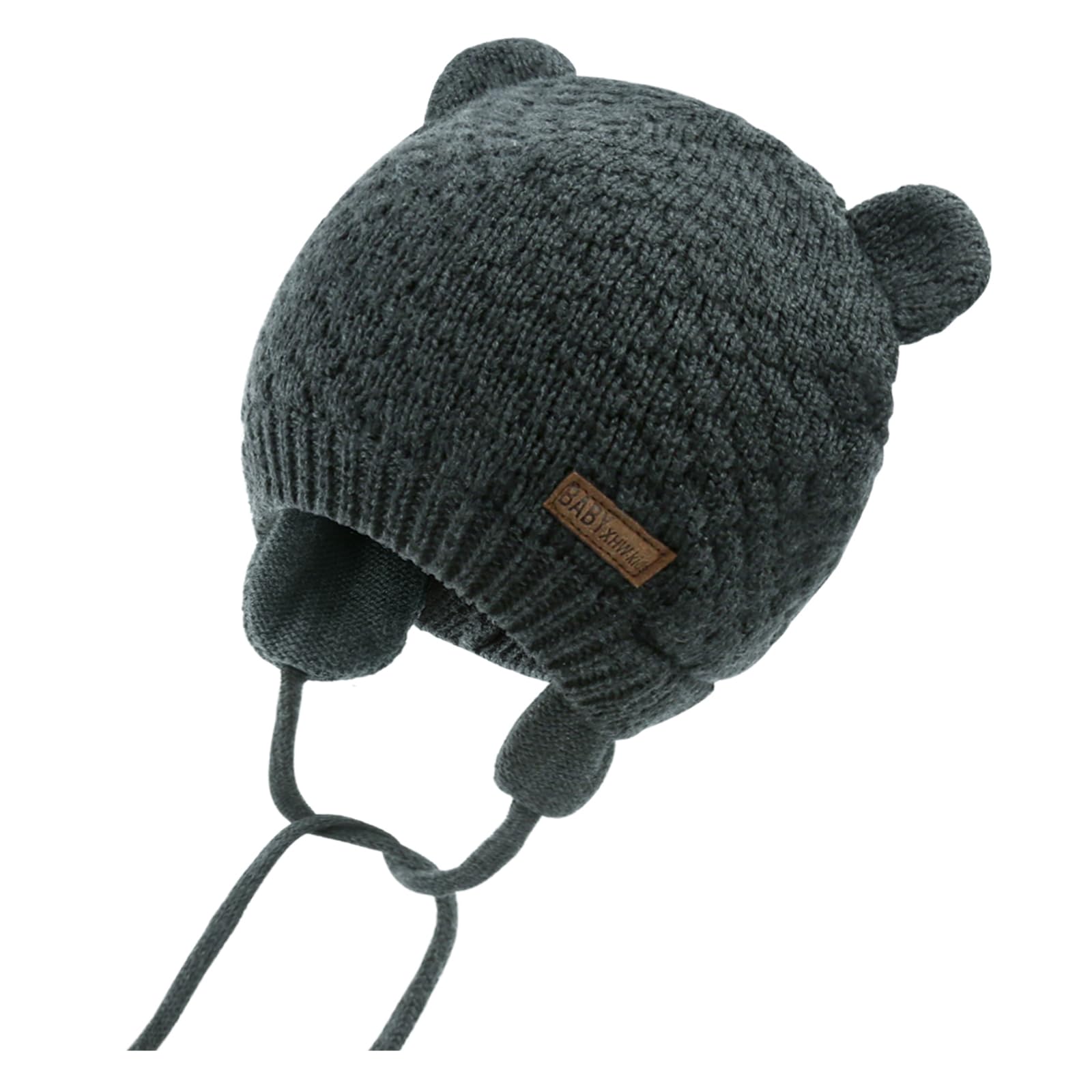 XIAOHAWANG Baby Hat Cute Bear Toddler Earflap Beanie Warm for Fall Winter (6-12 Months, A-Grey 2)