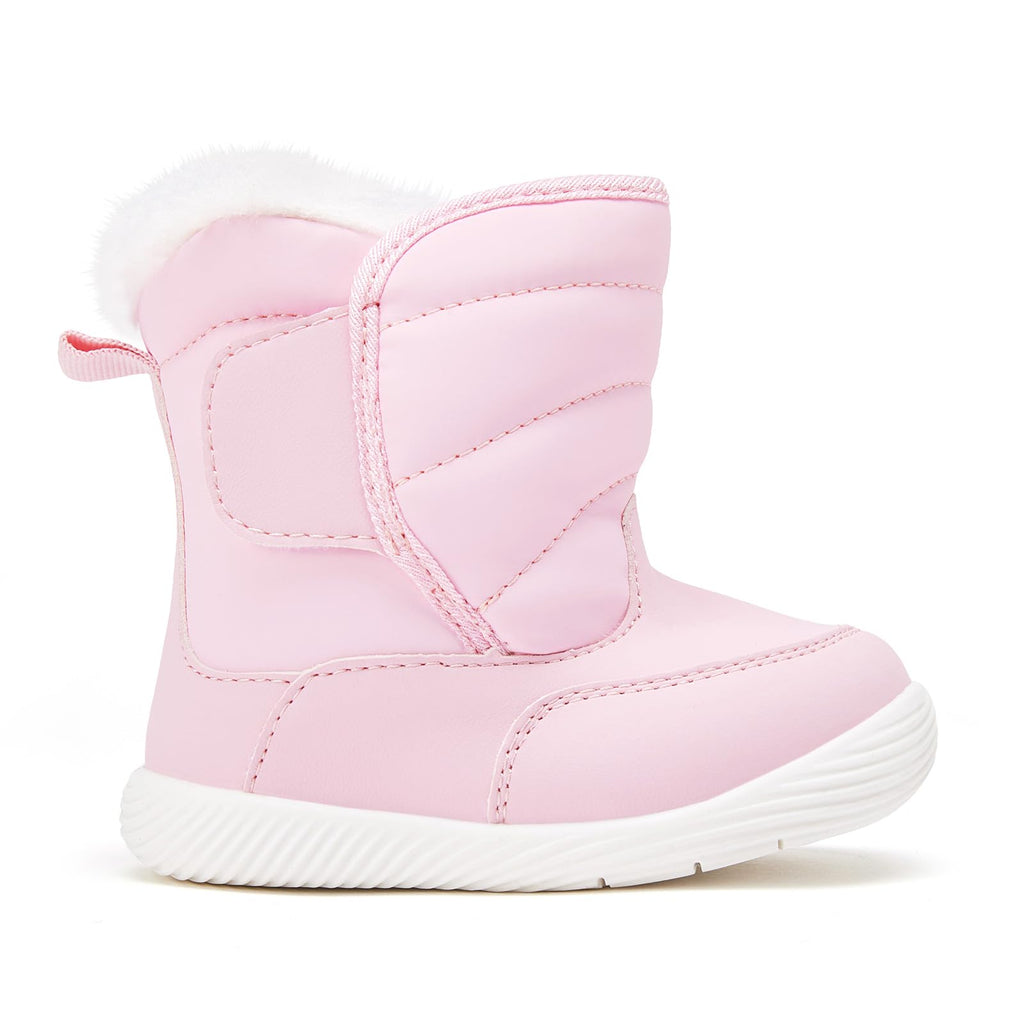 BMCiTYBM Baby Waterproof Snow Boots Infant Boy Girl Winter Booties Nonslip Lightweight Outdoor Warm Shoes for First Walkers 6 9 12 18 24 Months Pink Size 6-12 Months Infant