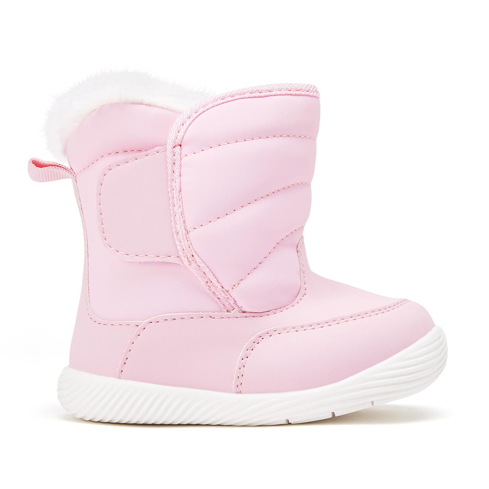BMCiTYBM Baby Waterproof Snow Boots Infant Boy Girl Winter Booties Nonslip Lightweight Outdoor Warm Shoes for First Walkers 6 9 12 18 24 Months Pink Size 6-12 Months Infant