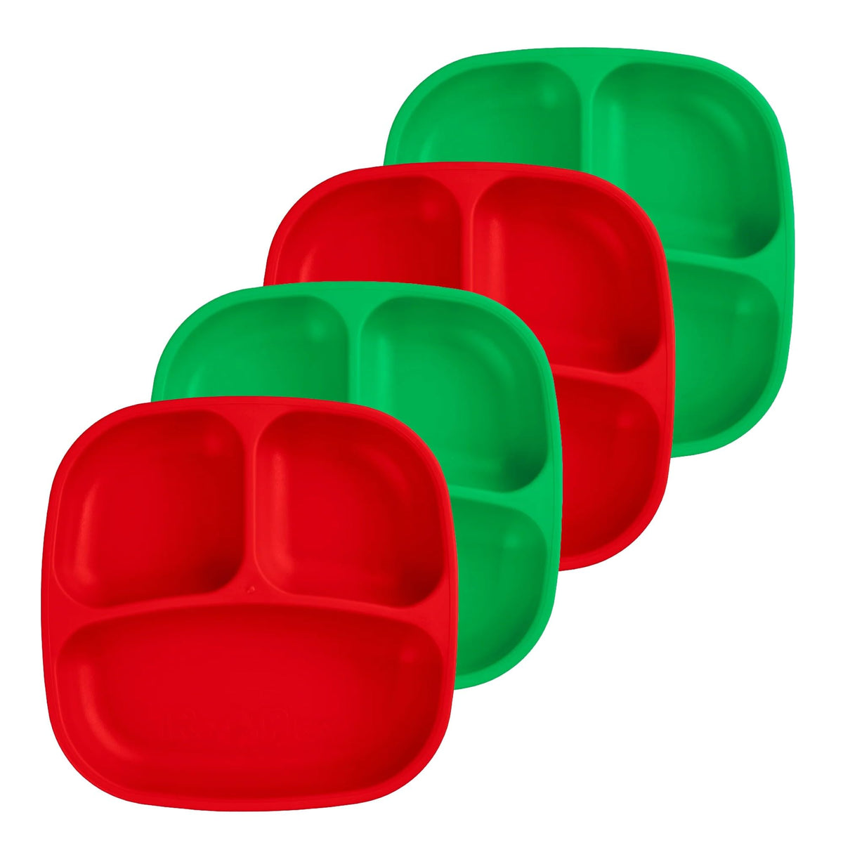 Re-Play Divided Toddler Plates Set of 4 - Deep-Walled 3 Compartment Kids Plates for Picky Eaters - Dishwasher & Microwave Safe - BPA-Free - Made in USA, Princess