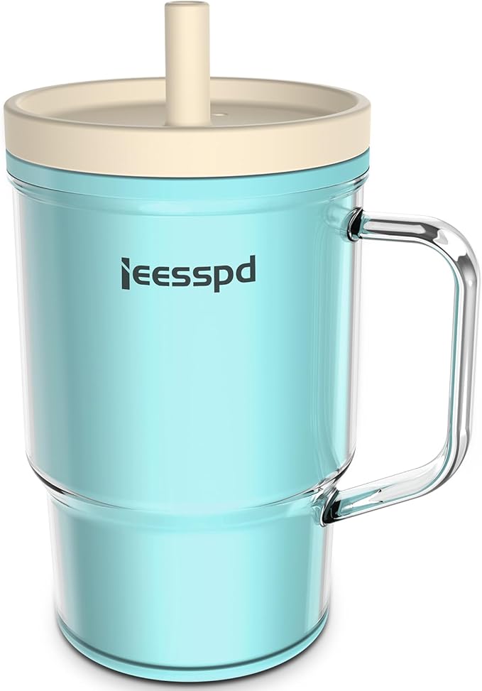 Toddler Cups – 9 oz Adorable Miniature Tumbler with Leak-Resistant Straw and Toddler-Friendly Handle, Encourages Hydration, Easy to Clean, Sippy cups for Toddlers 1-3，BPA Free silicone (Teal)