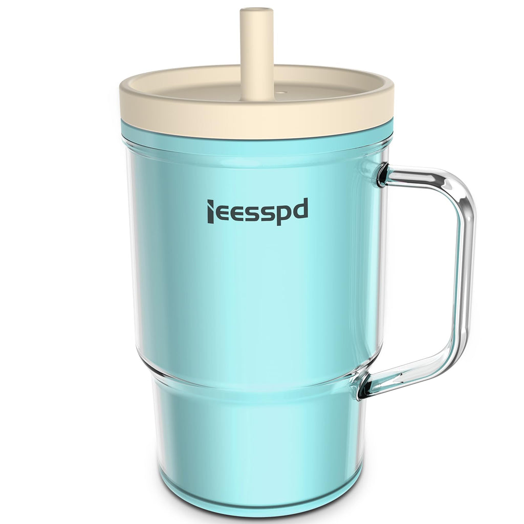 ieesspd Toddler Cups – 9 oz Adorable Miniature Tumbler with Leak-Resistant Straw and Toddler-Friendly Handle, Encourages Hydration, Easy to Clean, Sippy cups for Toddlers 1-3，BPA Free silicone (Teal)