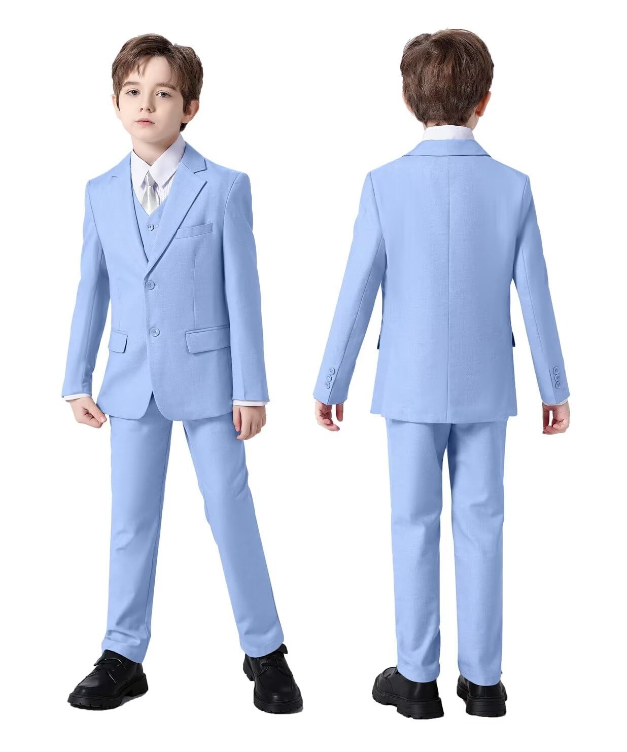 Boys Suit Slim 6 Piece Formal Kids Tux Suits Prom Boy Outfit Sky Blue 3
