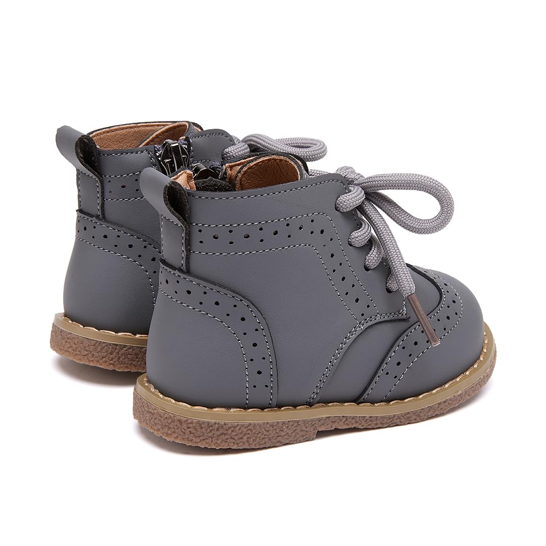 BMCiTYBM Baby Boys Girls Boots Infant Oxford Shoes First Walking Booties for All Seasons for 6 9 12 15 18 24 Months Grey Size 12-18 Months Toddler