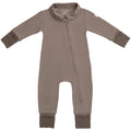 MON CHOU 100% Organic Pima Cotton Baby Pajamas – Snug Fit Long Sleeve Fold-Over Mittens & Convertible Footie with 2-Way Zipper for Boys & Girls, Sizes 0–18M (Cocoa, 6-9 Months)