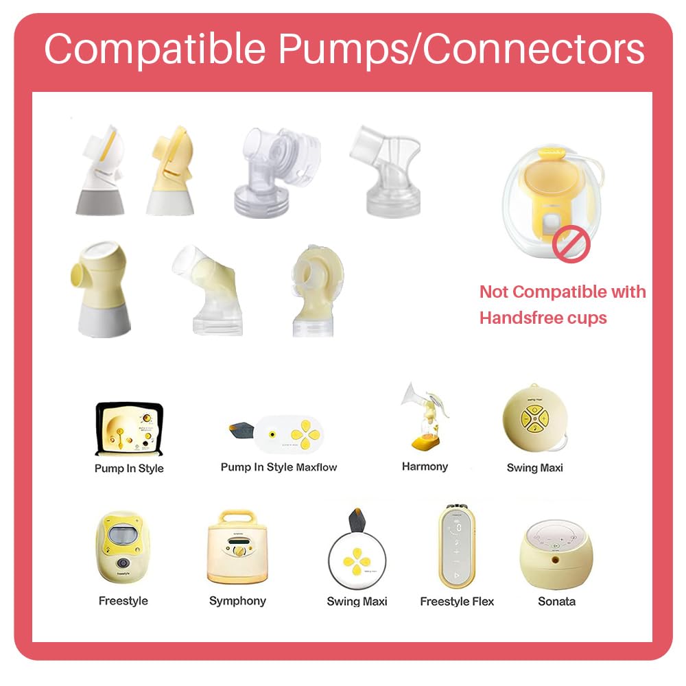 24 mm Oval Flanges Shields Compatible with Medela Pumps, Replacement Parts for Pump in Style, Symphony, Swing Maxi, Harmony and Personalfit Flex–Breast Pump Accessories