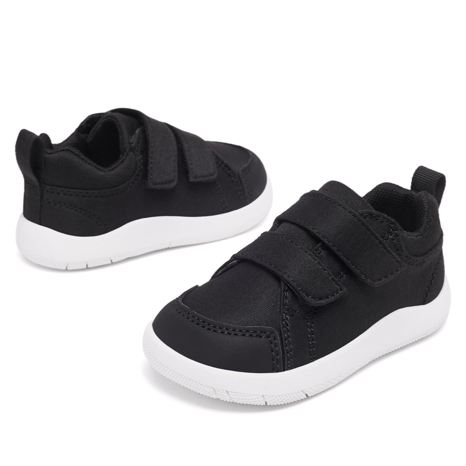 MORENDL Toddler Shoes Baby Wide Toe Box Barefoot Shoes Boy Girl Walking Shoes Non-Slip Minimalist Sneakers Comfort Zero Drop Tennis Outdoor Activities Black 18-24 Months