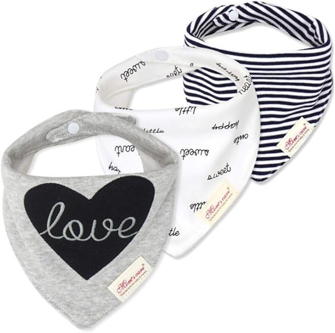JN&LULU 3 Pack Newborn Baby Bibs Bandana Drool Bibs for Drooling Cotton Baby Gifts (Moon Star)