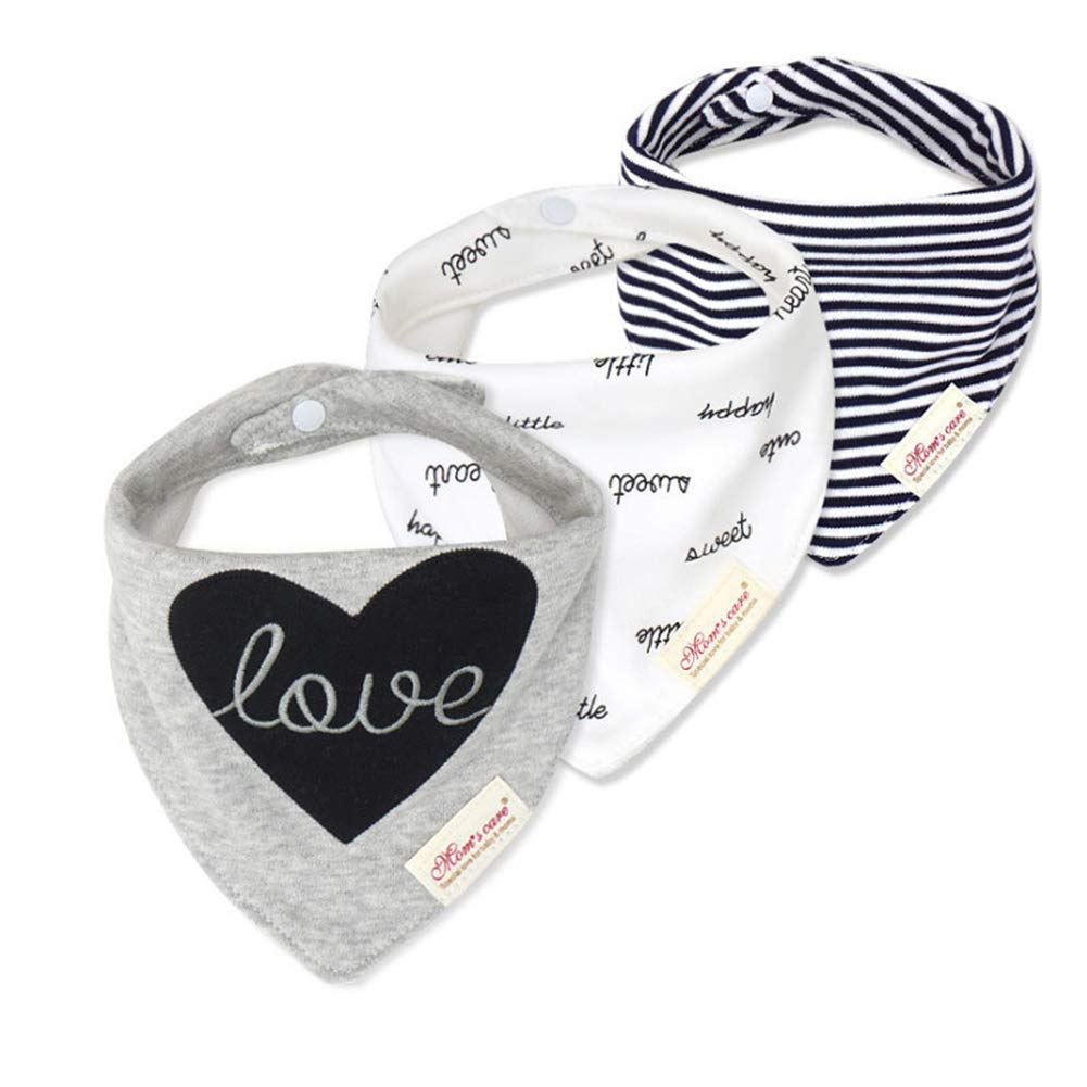 JN&LULU 3 Pack Newborn Baby Bibs Bandana Drool Bibs for Drooling Cotton Baby Gifts (Pink Rabbit)