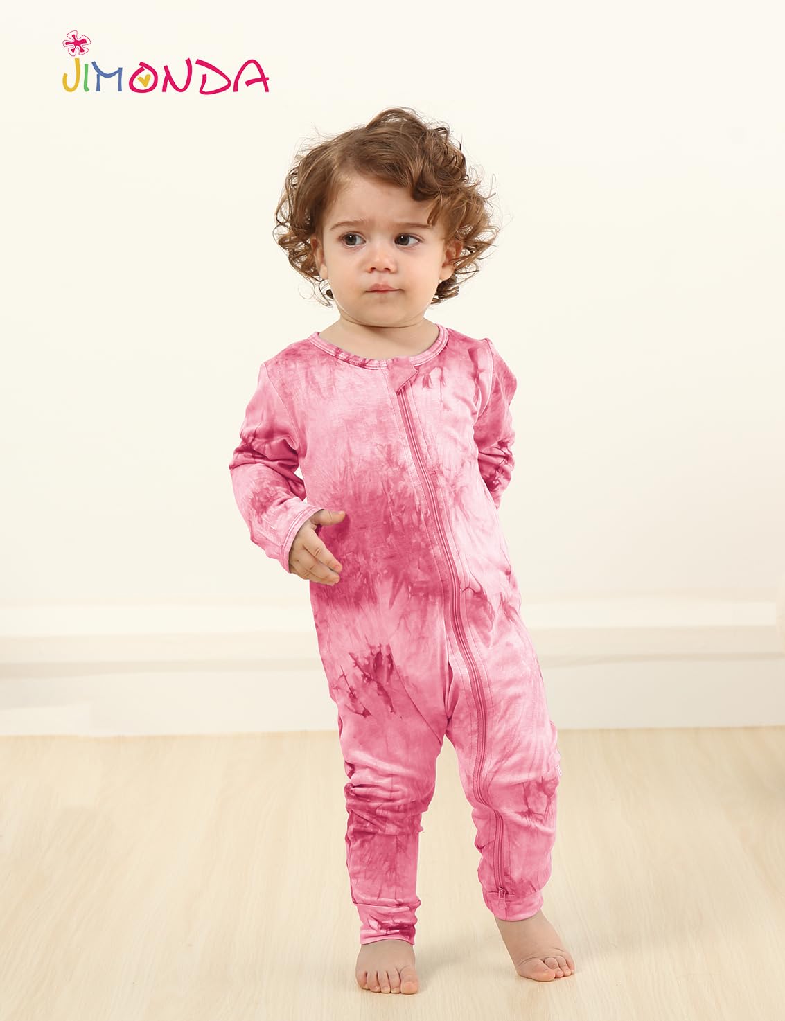 Jimonda Baby Girl Boys Bamboo Rayon Pajamas,Footless Pjs(Flower&Pink,0-3 M)
