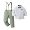 Baby Boys Pants Sets, Infant Long Sleeve Shirt + Pants + Bow Tie + Suspenders Outfits,5-6Y