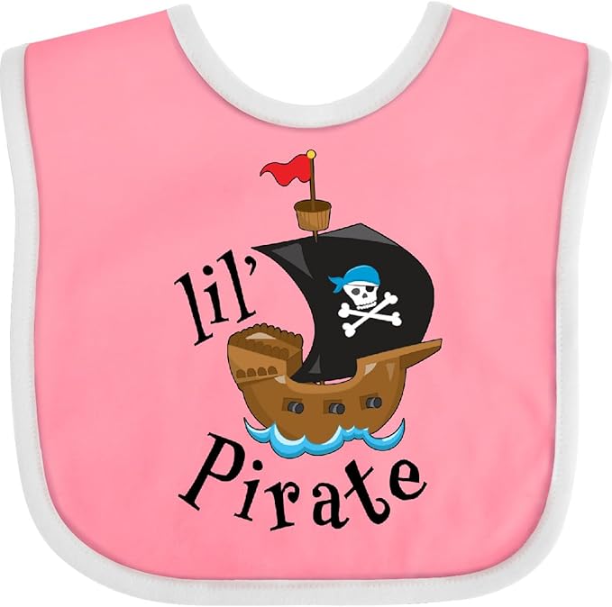 inktastic Lil' Pirate Pirate Ship, Blue Bandana Baby Bib
