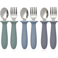 6 Pieces Toddler Utensils, Kids Safe Spoons and Forks, Children Silverware Set with Silicone Handle, 18/8 Stainless Steel, Food-grade Silicone，BPA Free - Dishwasher Safe