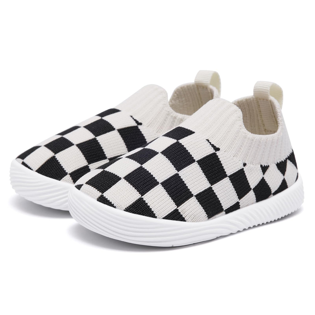 MORENDL Toddler Shoes Baby Walking Sock Shoes Non-Slip Breathable Boys & Girls Sneakers Infant Tennis Shoe Black 9-12Months