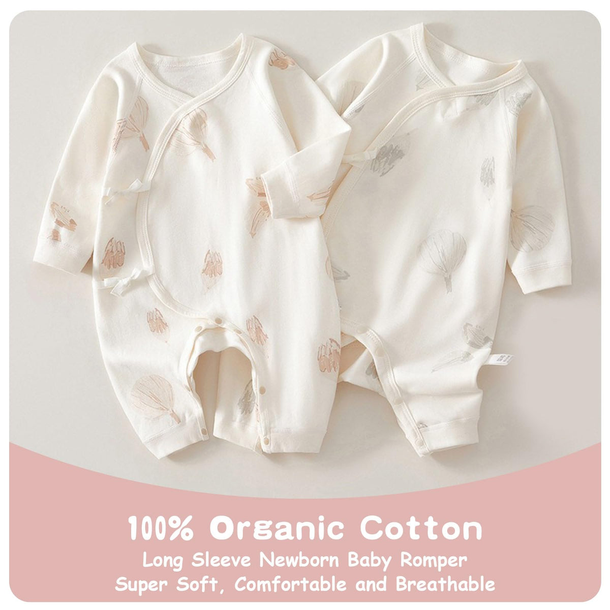 Cherie Kids Organic Cotton 0-6M Unisex Newborn Baby Sleepers Pajamas
