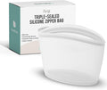 Premium Platinum Silicone Reusable Food Storage Bag 6.3 Cup (53 fl oz), Airtight Zip Lock Bags for Food, BPA-Free Silicone Freezer Bags, Microwave Safe Sous Vide Container, White
