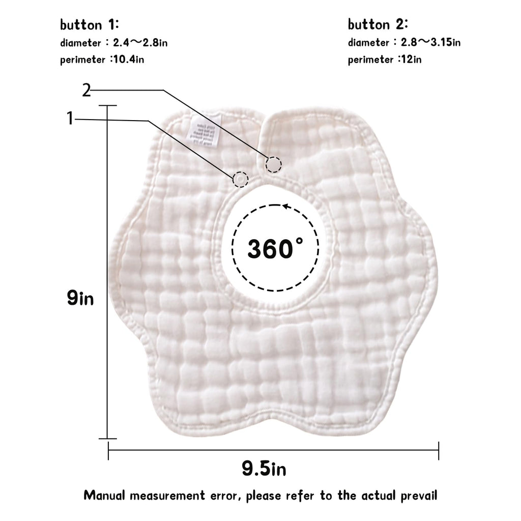 DOSMINE Organic Cotton Muslin Baby Bibs 8-Layer Drool Bibs