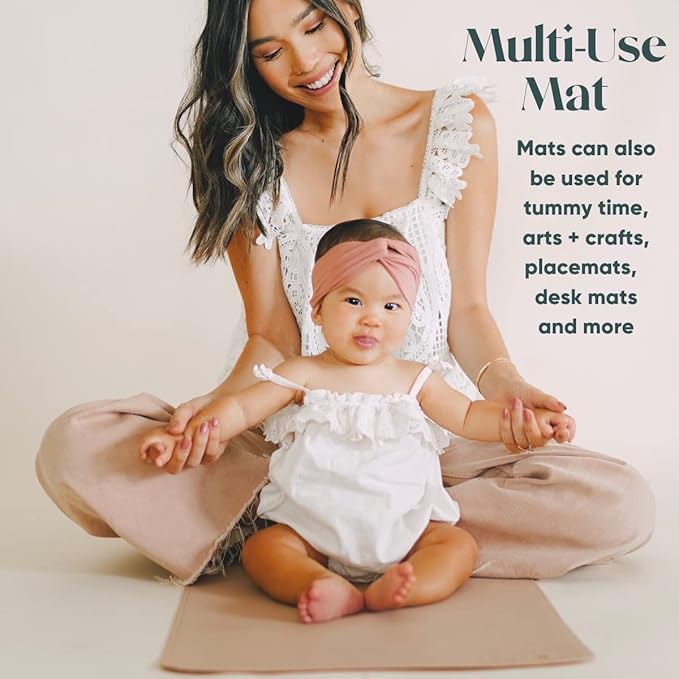 Ava + Oliver Vegan Leather Baby Changing Mat (16 X 30 in) - Multipurpose Wipeable and Portable Diaper Changing Pad - Foldable for Travel (Cream)