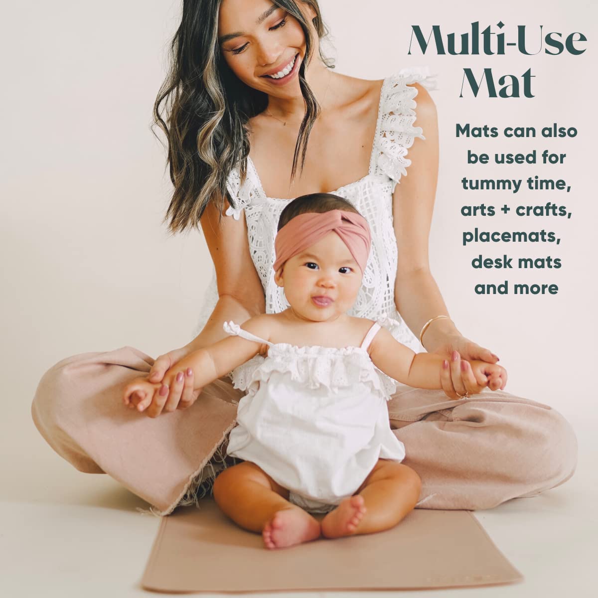 Vegan Leather Baby Changing Mat 16x30in, Wipeable, Foldable, Tan