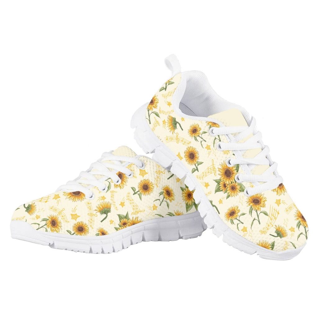 MARSVOVO Pre Walking Shoes for Boy Girl Lightweight Breathable Athletic Slip On Sneakers Classic Comfortable Resistant Sport Play Girl Running Shoes Yellow Sunflower Pattern Size 13 US