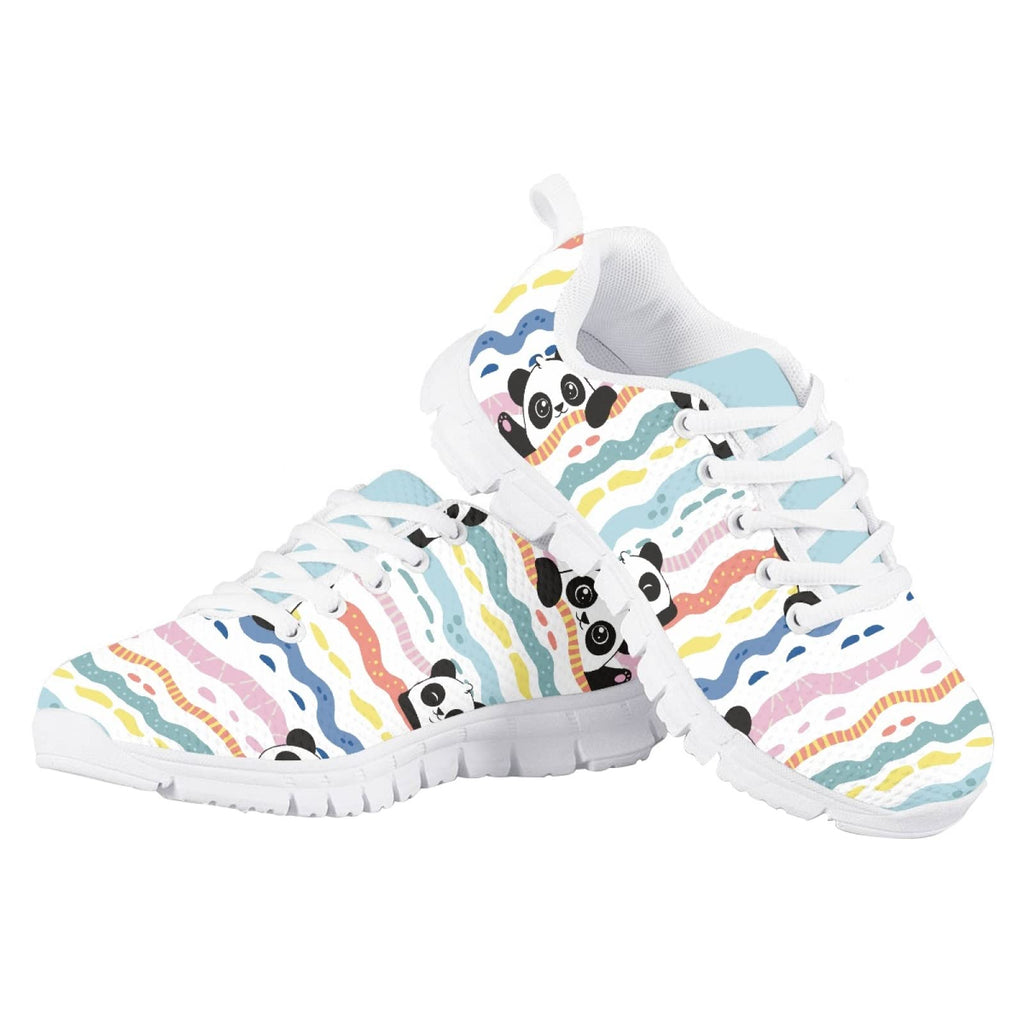 MARSVOVO First Shoes for Walking Boy Girl Comfortable Lightweight Breathable Athletic Girl Running Shoes Resistant Sport Toddler Girl Slip On Sneakers Pandas Striped Design Size 2 US
