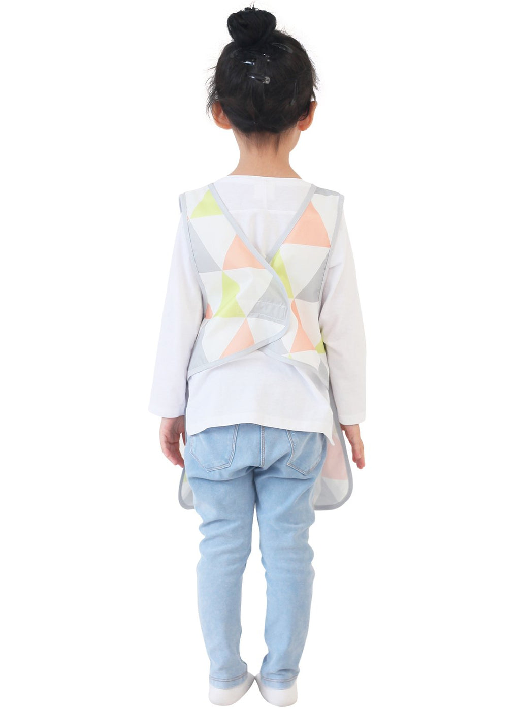 Plie Kids Painting Apron – Waterproof Art Smock for Toddlers & Preschoolers, Messy Play, Baking, Crafts, Cooking, Sensory Activities, Mealtime (Ages 1–10), Lime Triangle (19-XL)