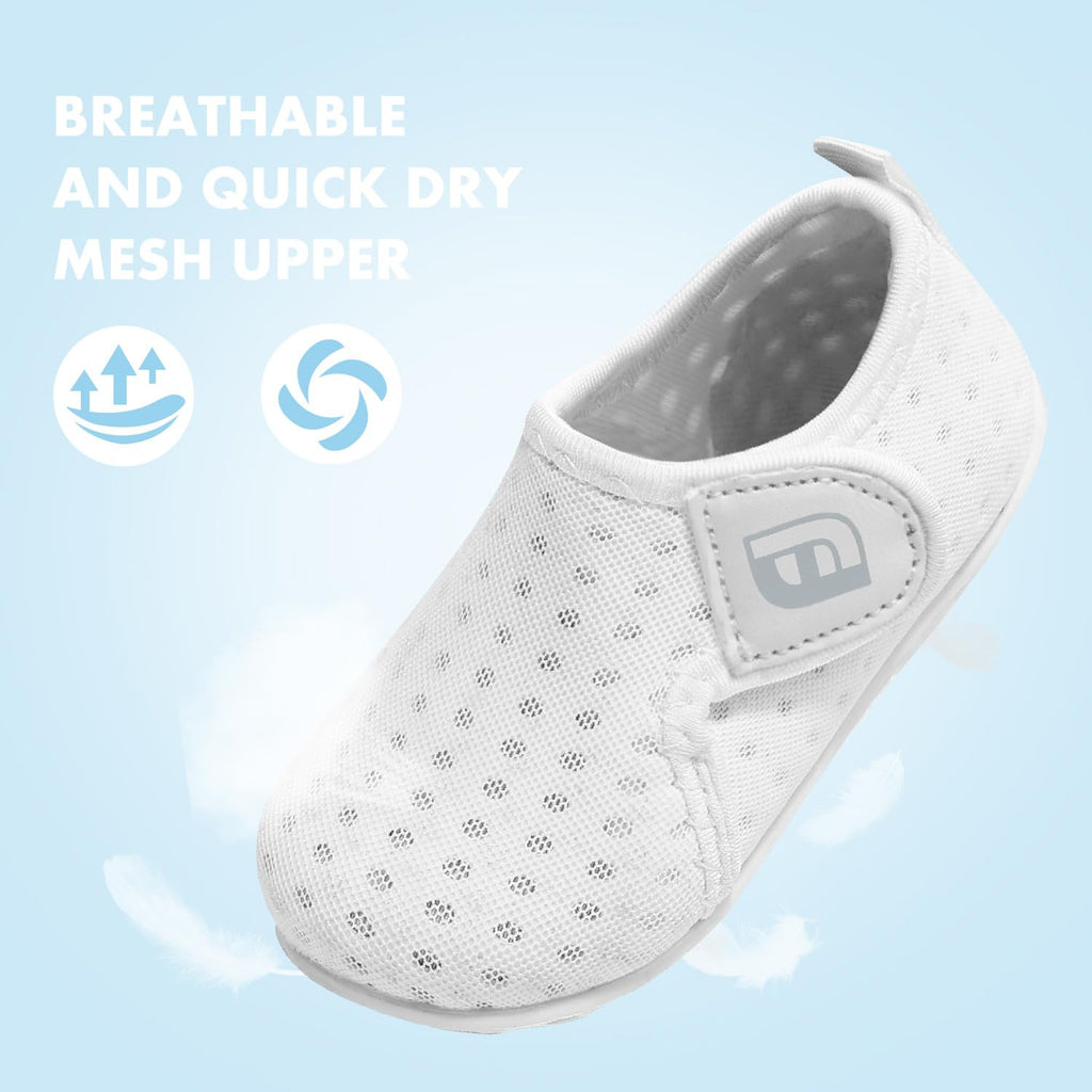 JOINFREE Toddler Boys Girls Aquatic Water Shoe Slip On Walking Sneakers Shoes for Kids White 18-24 Months Infant
